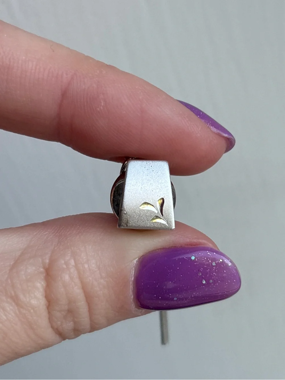 Sterling Silver Art Deco Hand Engraved Leaf Vintage Tie Tack Pin